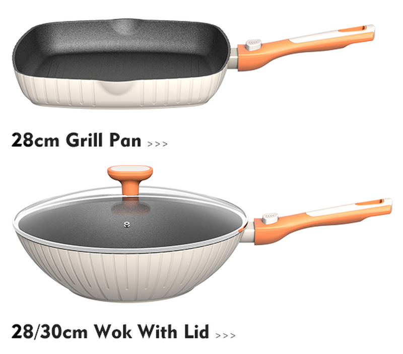 Black PoshPots Non-Stick Cookware Set with Black Diamond Coating