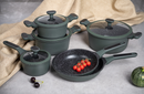 PoshPots 10pcs German Style Cookware Set with Emerald Enamel