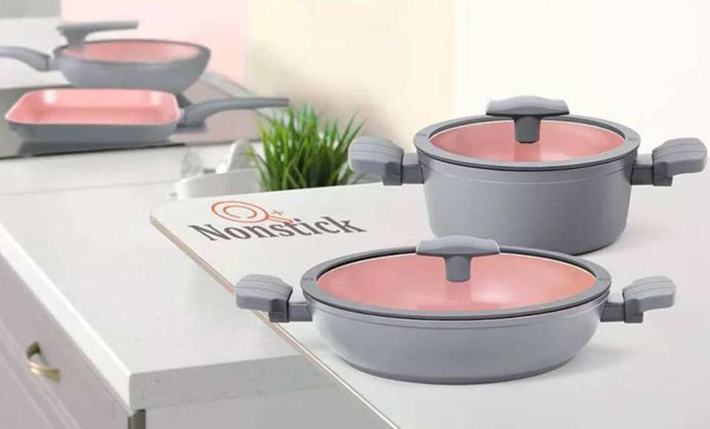 Refined Culinary Set: 6-Piece Cookware with Ceramic Nonstick Coating